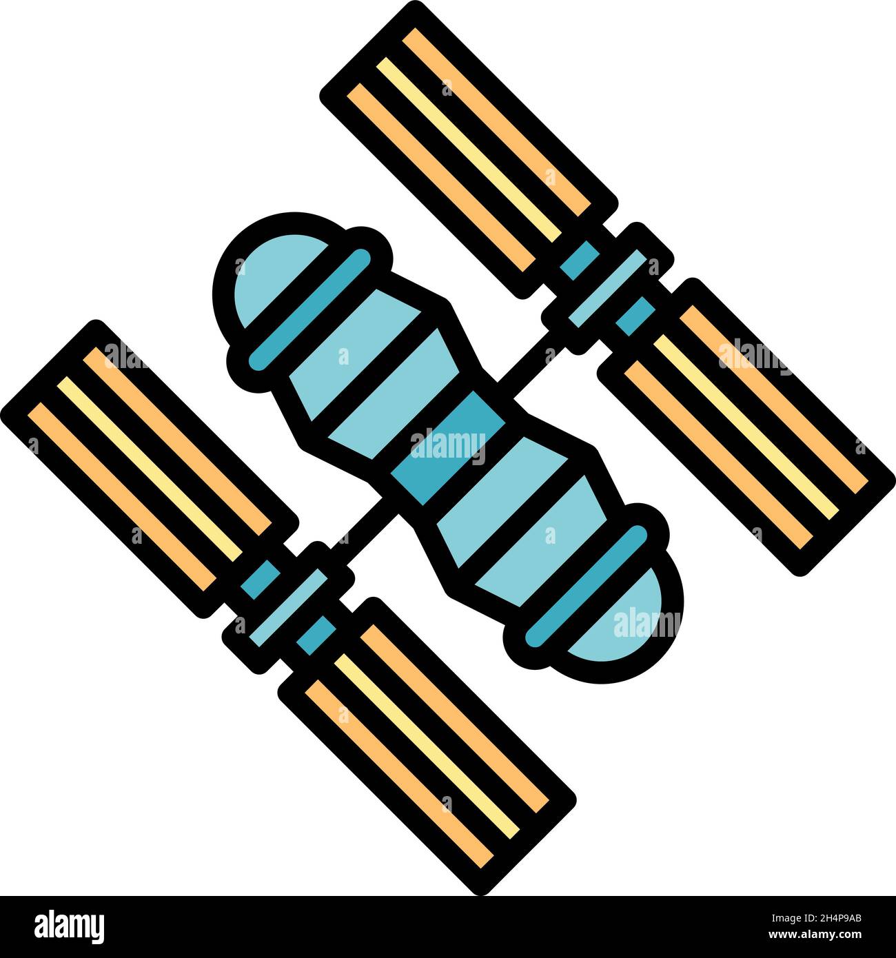 Solar space station icon. Outline solar space station vector icon color ...
