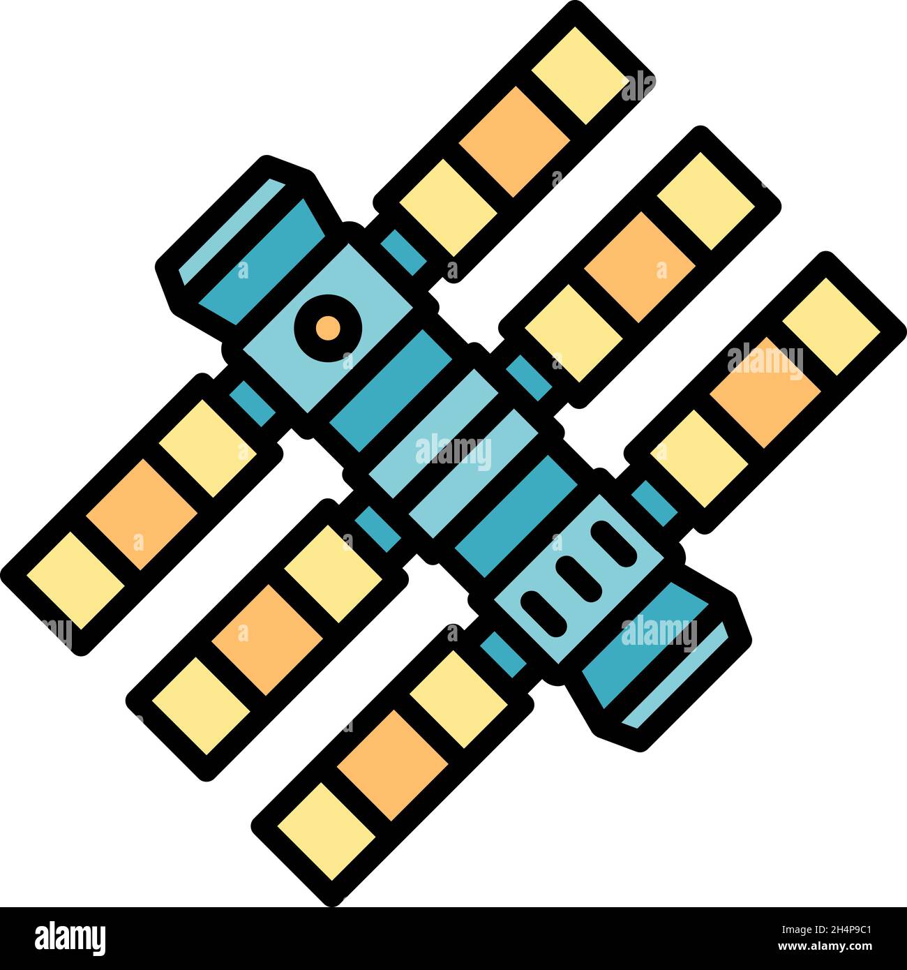 Earth space station icon. Outline earth space station vector icon color ...