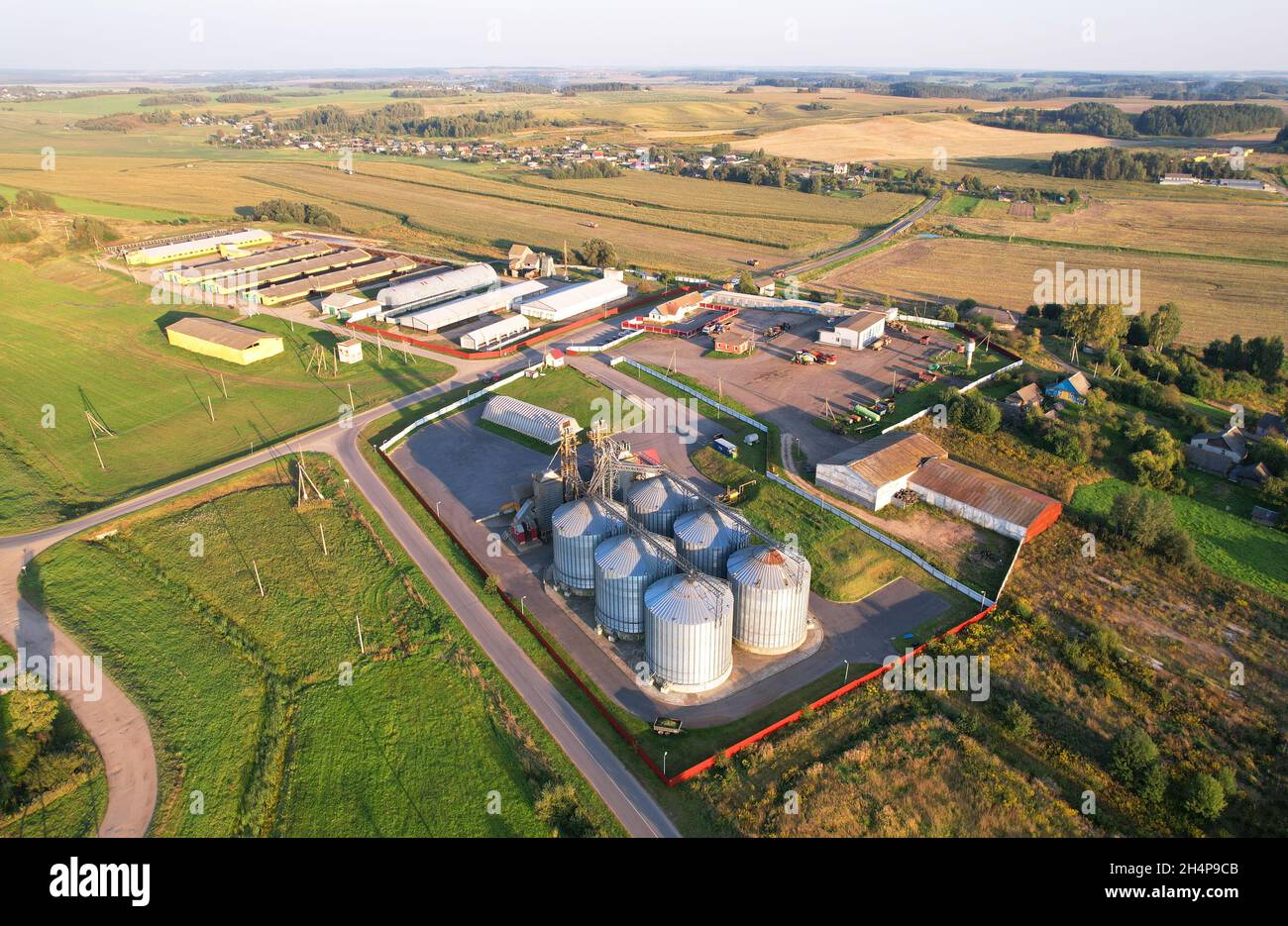 Silo storage at farm. Elevator for storage siliage and grain. Feed ...