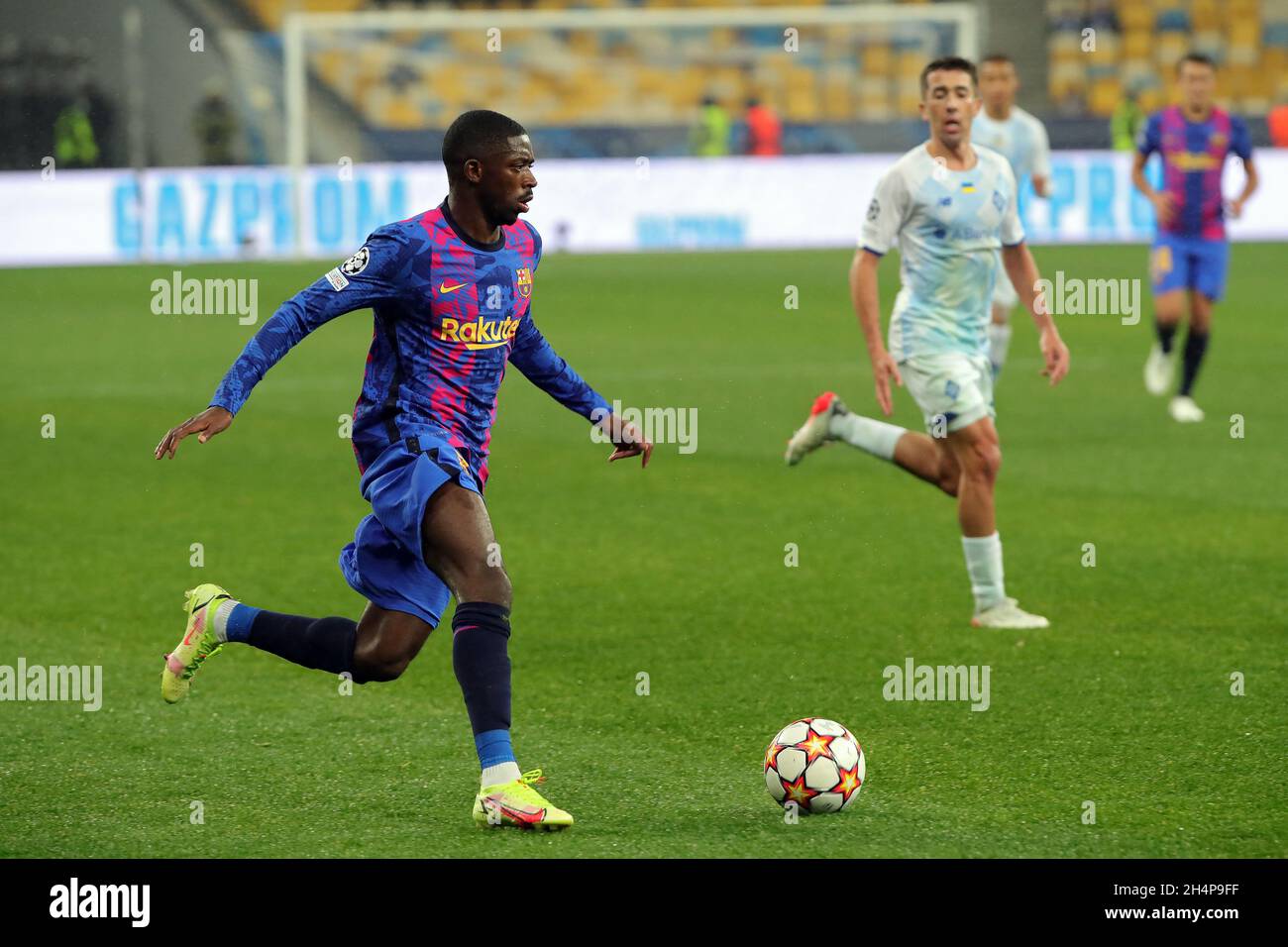 Non Exclusive: KYIV, UKRAINE - NOVEMBER 2, 2021 - Forward Ousmane Dembele of FC Barcelona is pictured during the 2021/2022 UEFA Champions League Match Stock Photo
