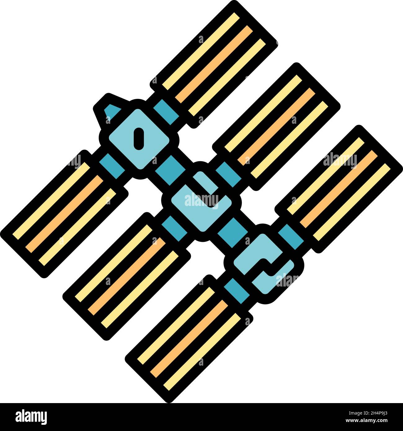 Space station base icon. Outline space station base vector icon color ...