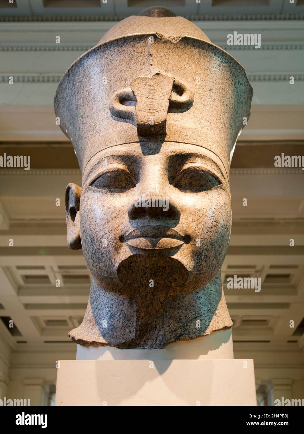 The colossal red granite statue of Amenhotep III in the British Museum