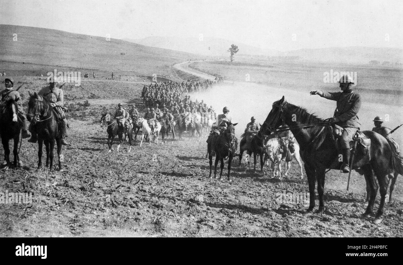 Serbian cavalry during the Boresnitza battle, 1916, Macedonia Stock Photo