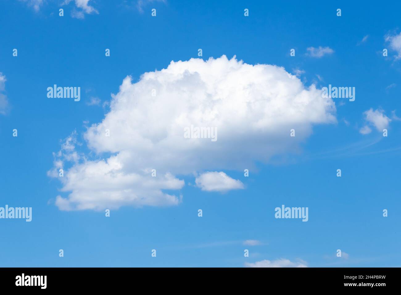 White Clouds in a blue Sky over Bavaria Stock Photo