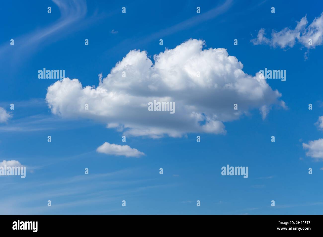 White Clouds in a blue Sky over Bavaria Stock Photo