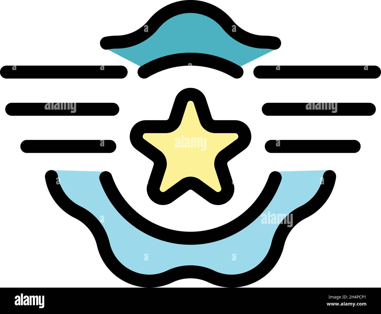 Star token icon. Outline star token vector icon color flat isolated