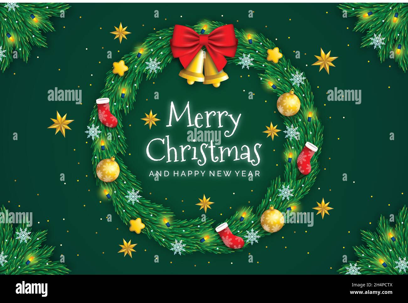 realistic christmas background with mistletoe vector design ...