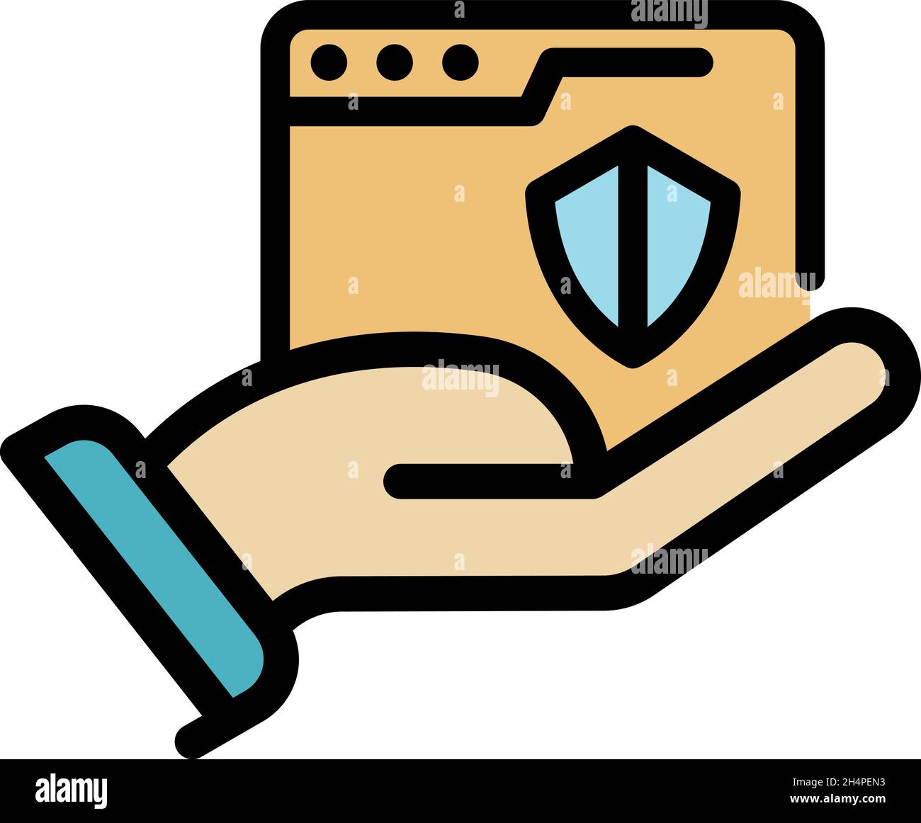 Security browser icon. Outline security browser vector icon color flat isolated Stock Vector