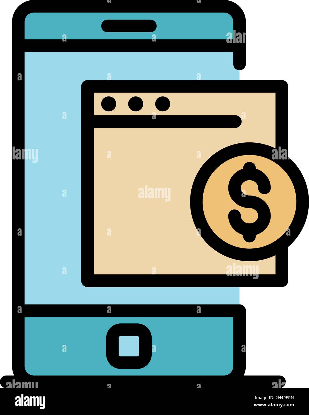 Phone browser icon. Outline phone browser vector icon color flat isolated Stock Vector