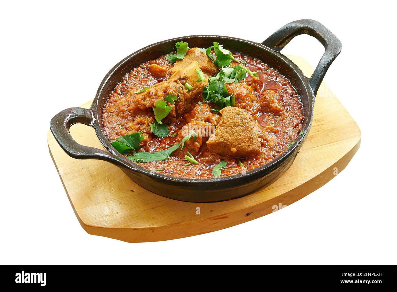 https://c8.alamy.com/comp/2H4PEXH/overhead-shot-of-lamb-karahi-baked-in-little-pan-isolated-on-white-with-clipping-path-2H4PEXH.jpg