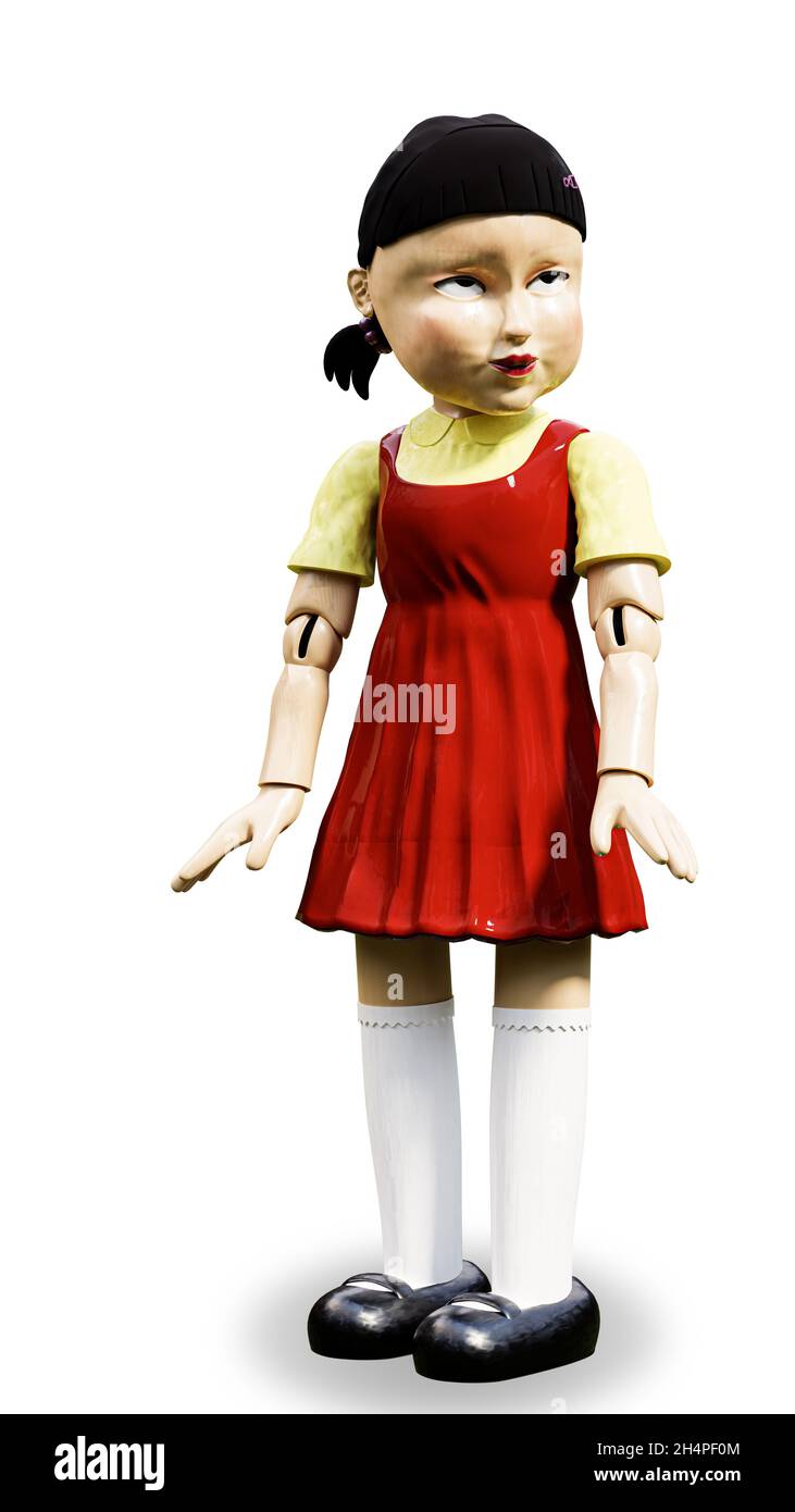 creepy doll isolated on white background 3d illustration Stock Photo
