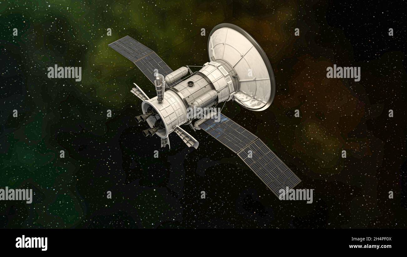 modern satellite orbits in space 3d illustration Stock Photo Alamy