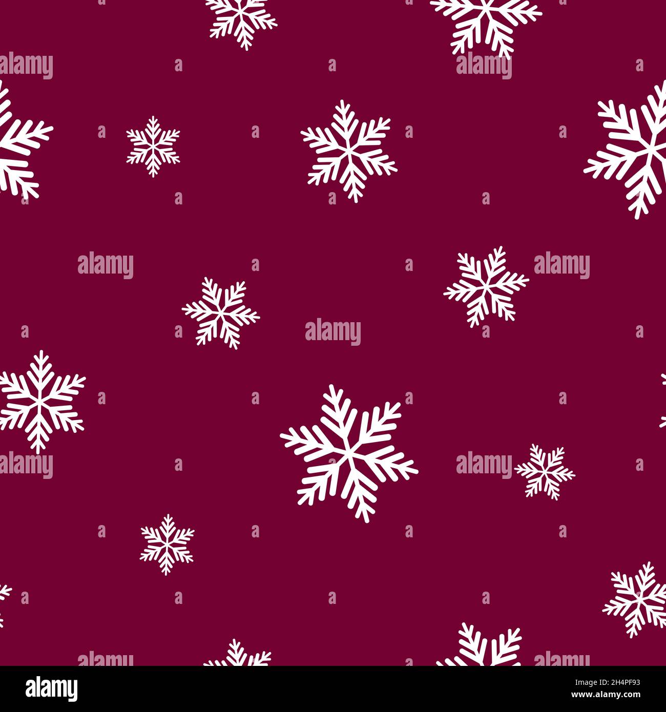 Winter seamless pattern with white snowflakes on vinous red background ...