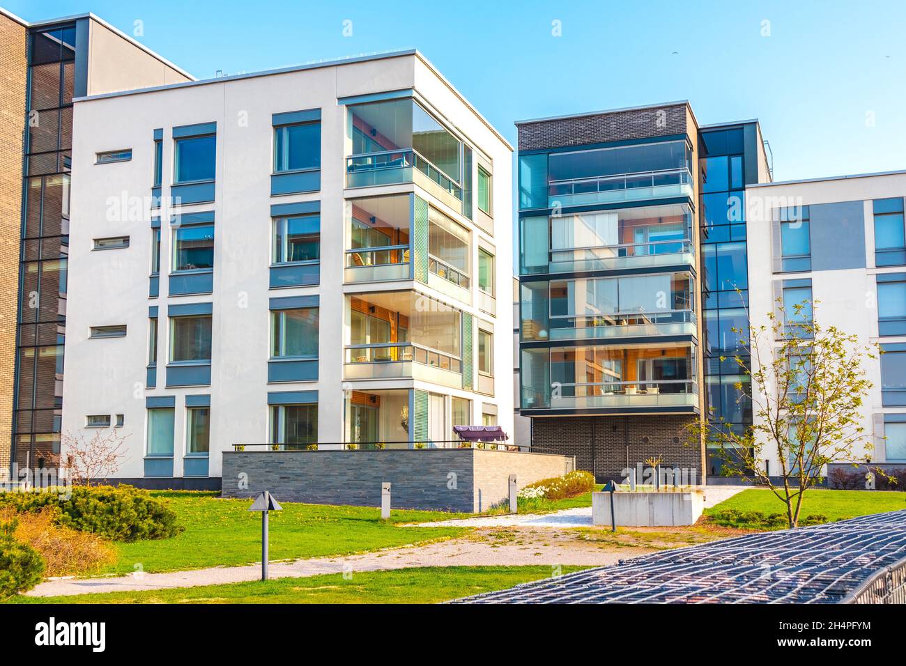 Modern European residential complex of apartment buildings. Outdoor