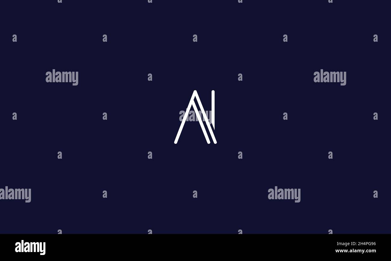 LETTERS AI LOGO DESIGN WITH NEGATIVE SPACE EFFECT FOR ILLUSTRATION USE Stock Vector