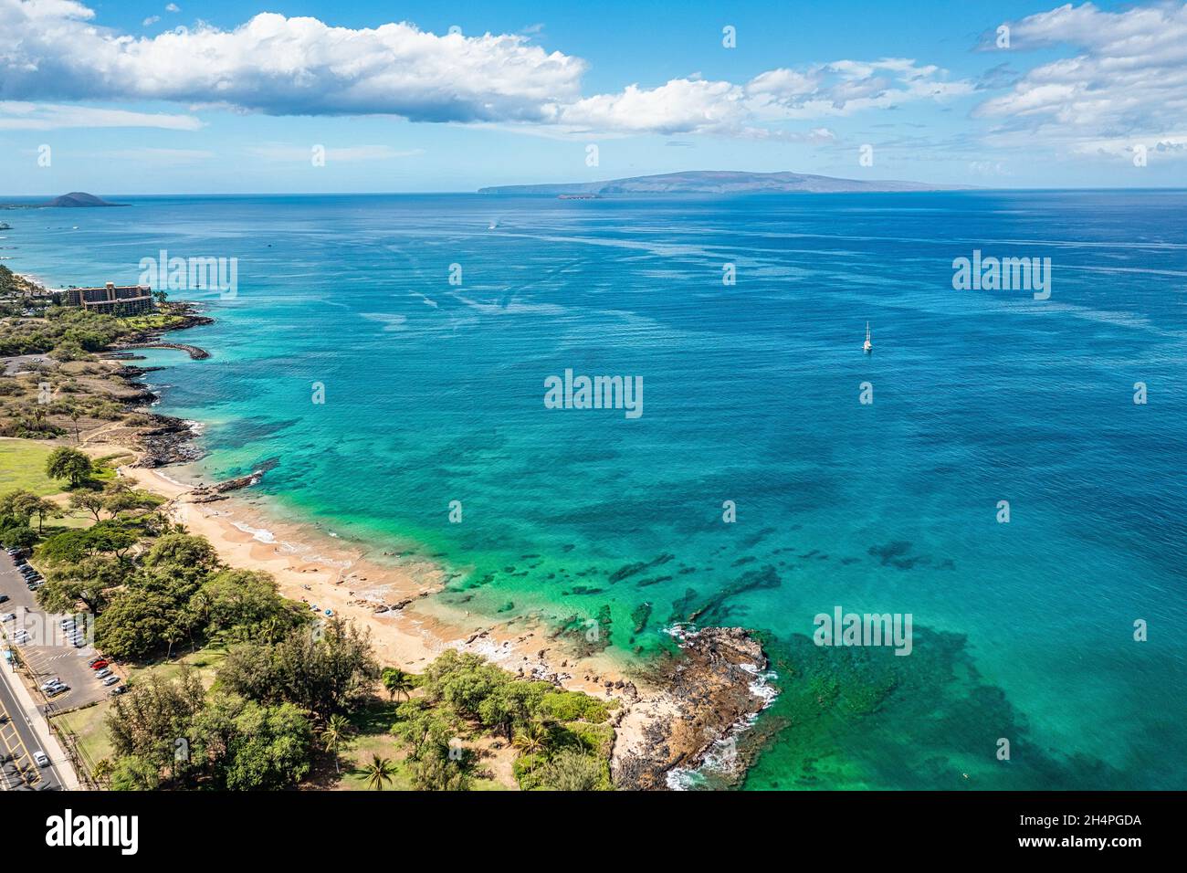 Drone view of Sugar Beach on Kihei, Maui Hawaii Aerial Stock Photo Alamy