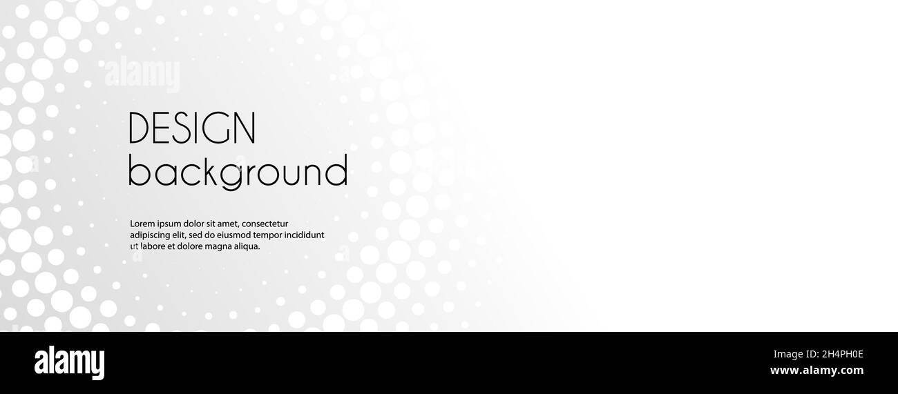 White abstract vector long banner. Business minimal light background with halftone circle frame