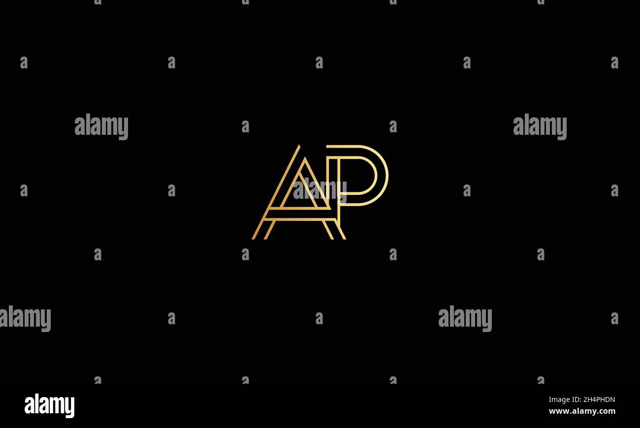 LETTERS AP LOGO DESIGN WITH NEGATIVE SPACE EFFECT FOR ILLUSTRATION USE Stock Vector