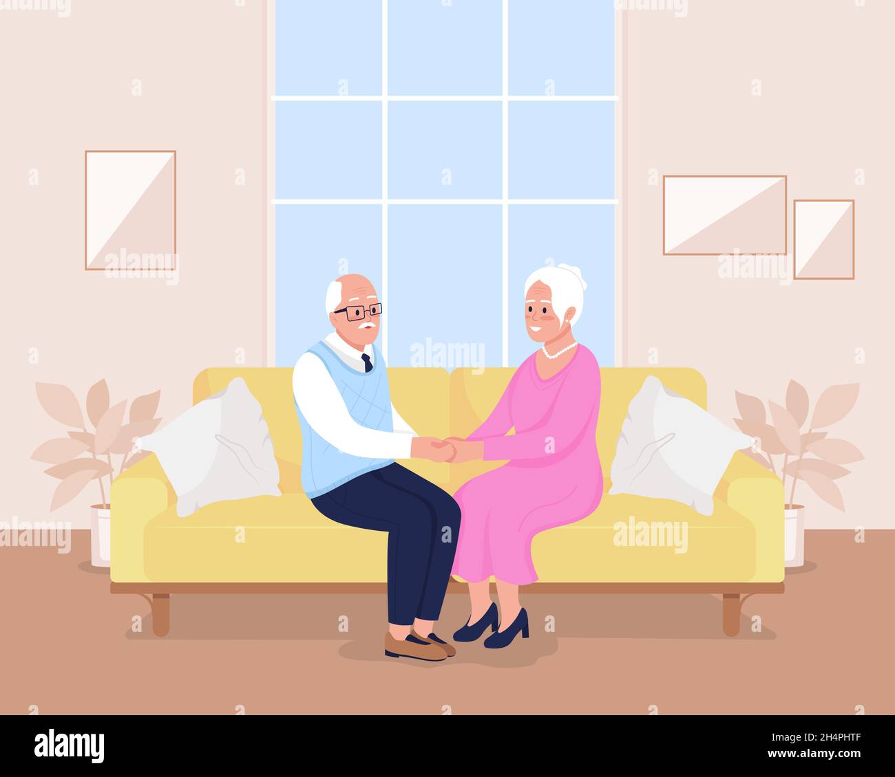 Happy elderly couple flat color vector illustration Stock Vector Image ...
