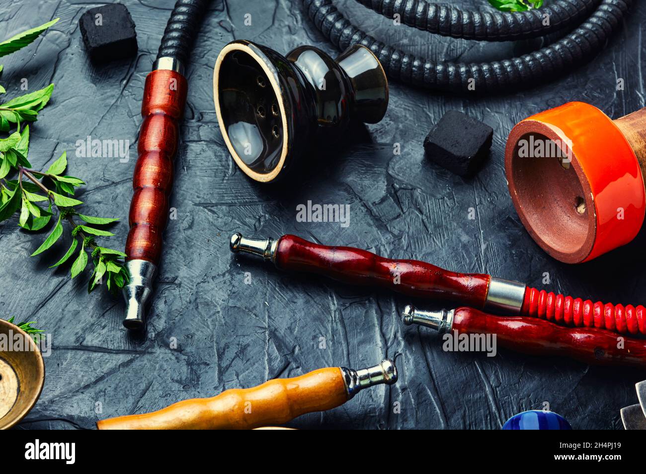 Trendy oriental hookah with herbal aroma.Fragrant hookah with