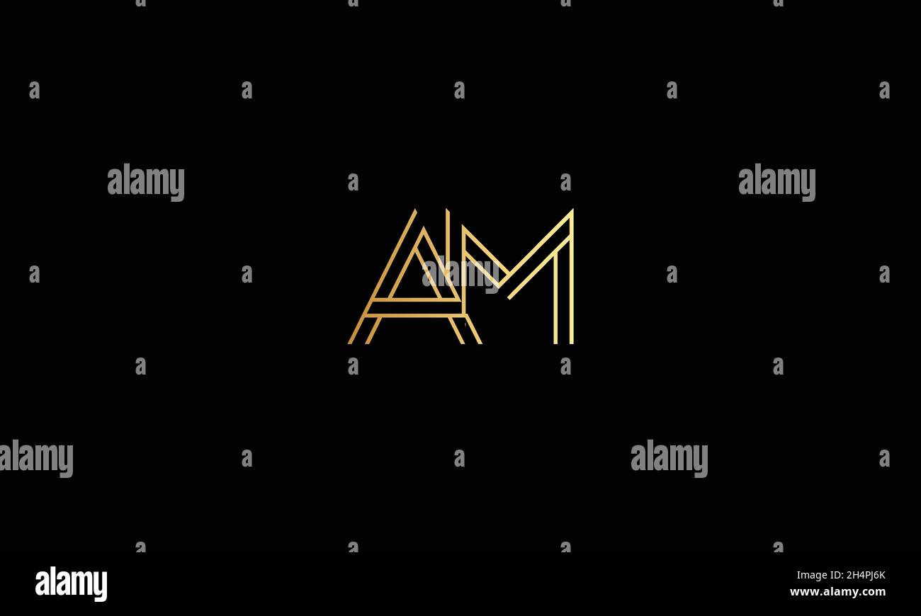 LETTERS AM LOGO DESIGN WITH NEGATIVE SPACE EFFECT FOR ILLUSTRATION USE Stock Vector