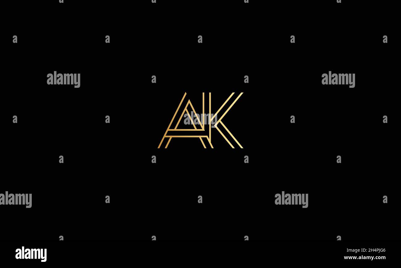 LETTERS AK LOGO DESIGN WITH NEGATIVE SPACE EFFECT FOR ILLUSTRATION USE Stock Vector