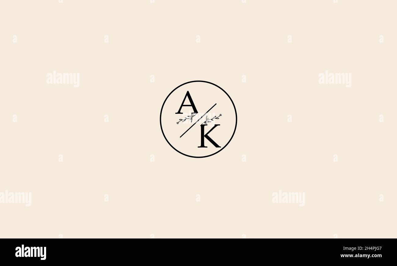 LETTERS AK LOGO DESIGN WITH NEGATIVE SPACE EFFECT FOR ILLUSTRATION USE Stock Vector
