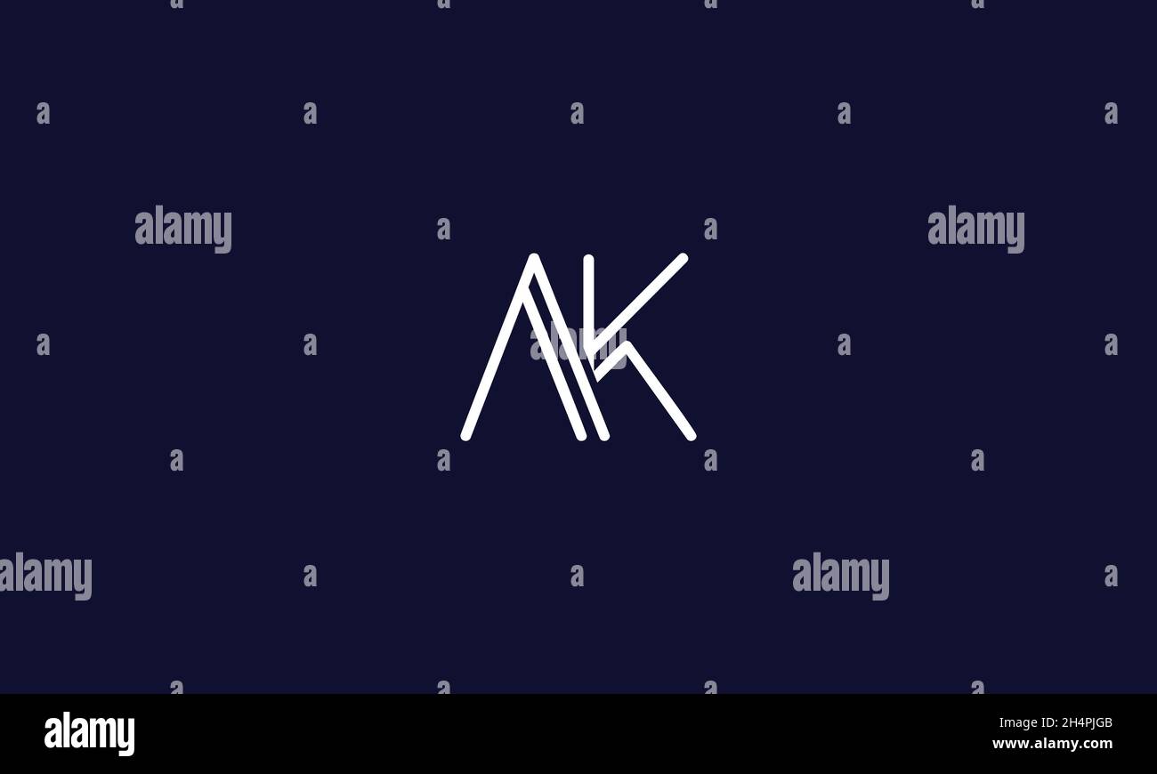 LETTERS AK LOGO DESIGN WITH NEGATIVE SPACE EFFECT FOR ILLUSTRATION USE Stock Vector
