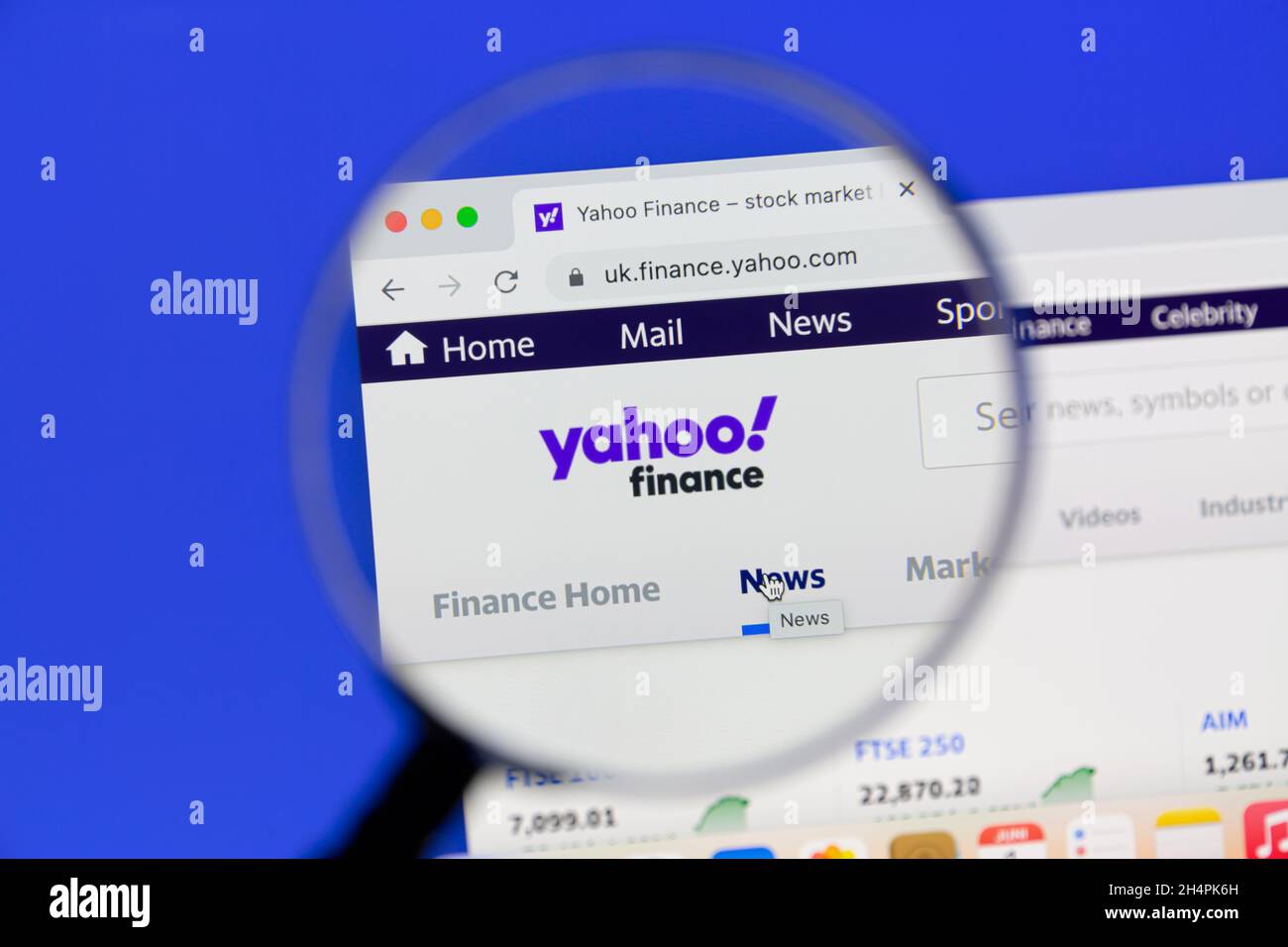 Ostersund, Sweden - June 1, 2021. Yahoo finance homepage. Yahoo is an American web services provider. Stock Photo