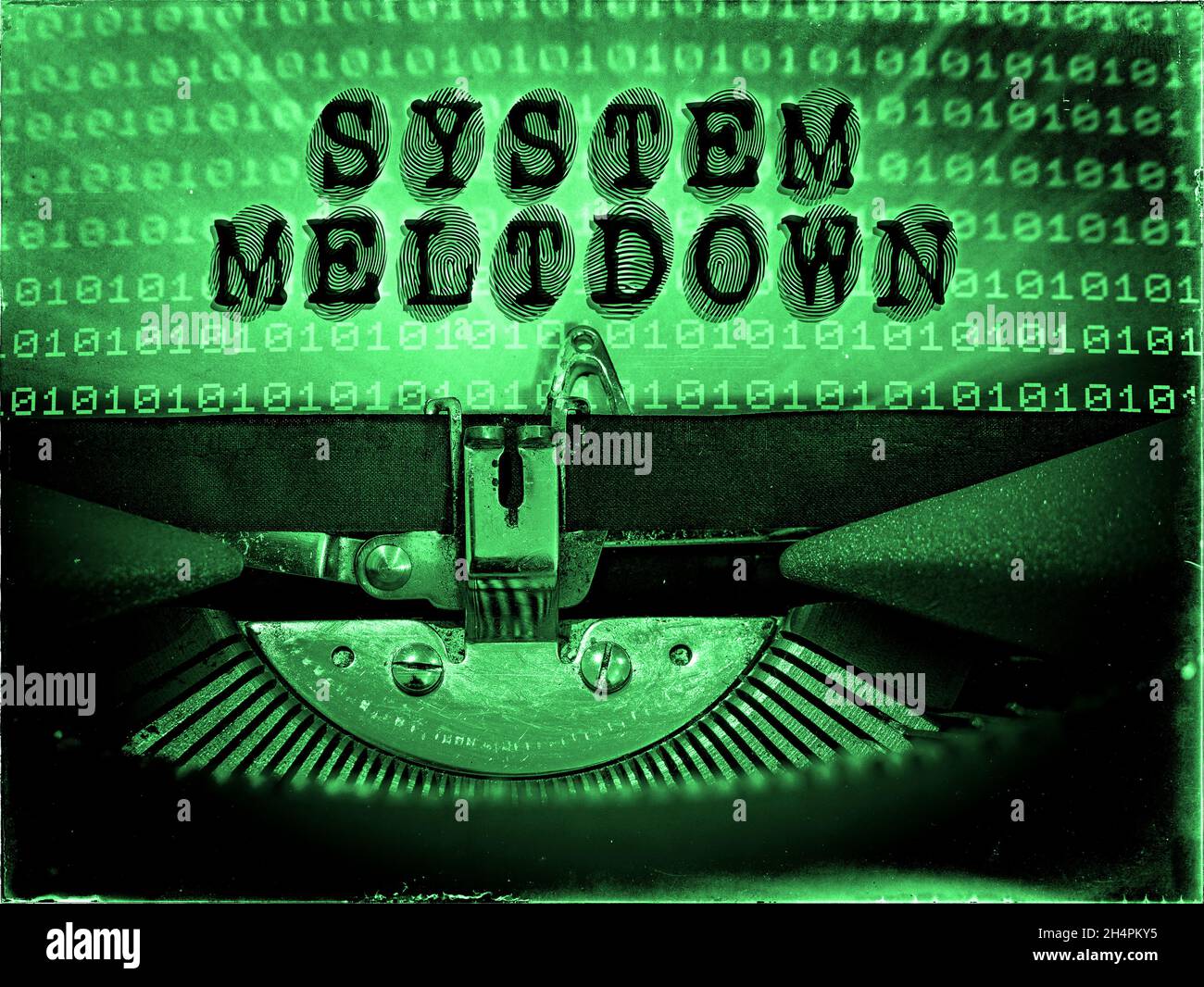 System Meltdown, Typewriter, Technology, Retrofuturism Stock Photo