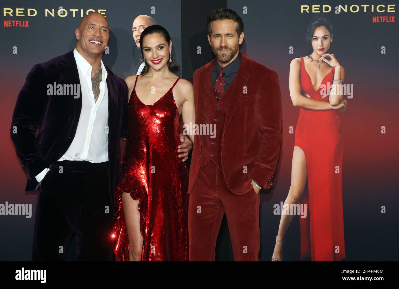 Los Angeles, Ca. 3rd Nov, 2021. Dwayne Johnson, Gal Gadot, Ryan