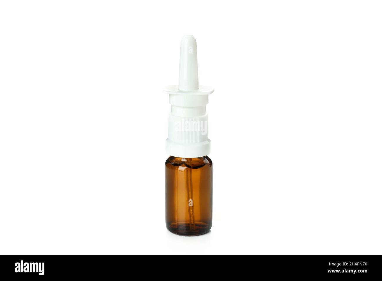 Blank bottle of nasal spray isolated on white background Stock Photo