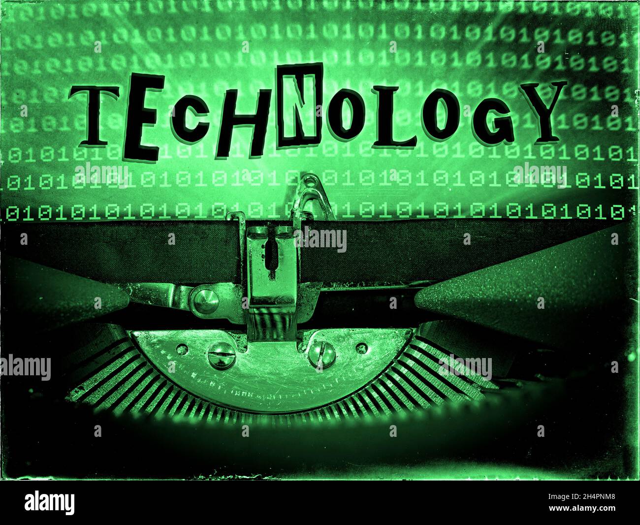 Technology displayed on a Vintage typewriter Stock Photo