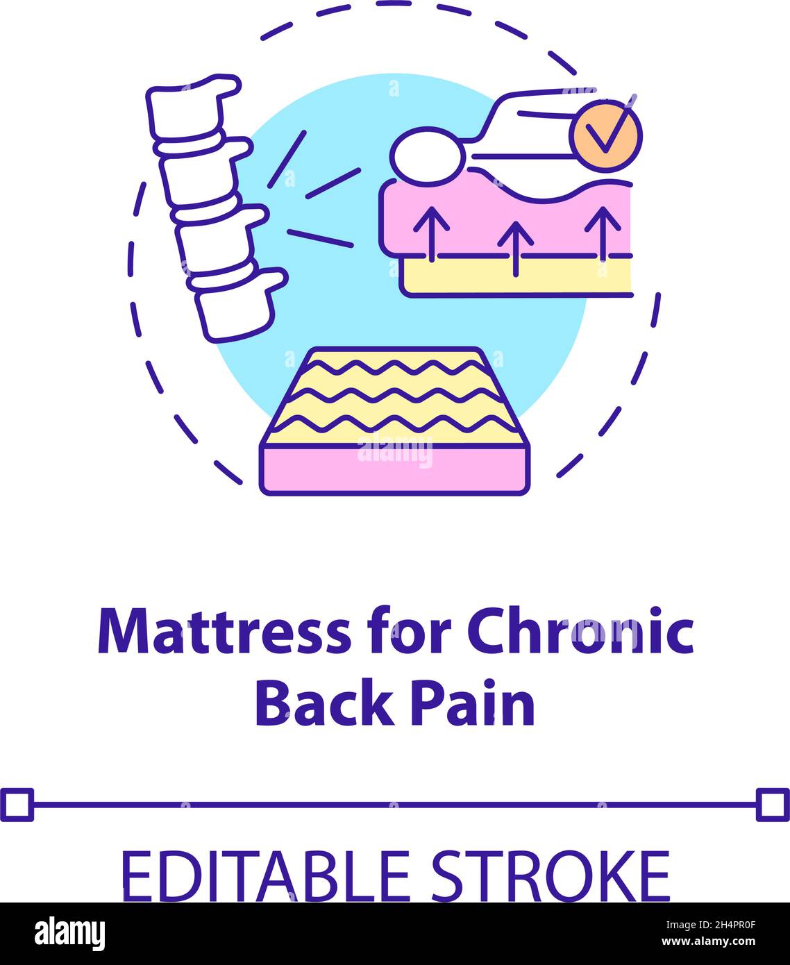 Mattress for chronic back pain concept icon Stock Vector Image & Art