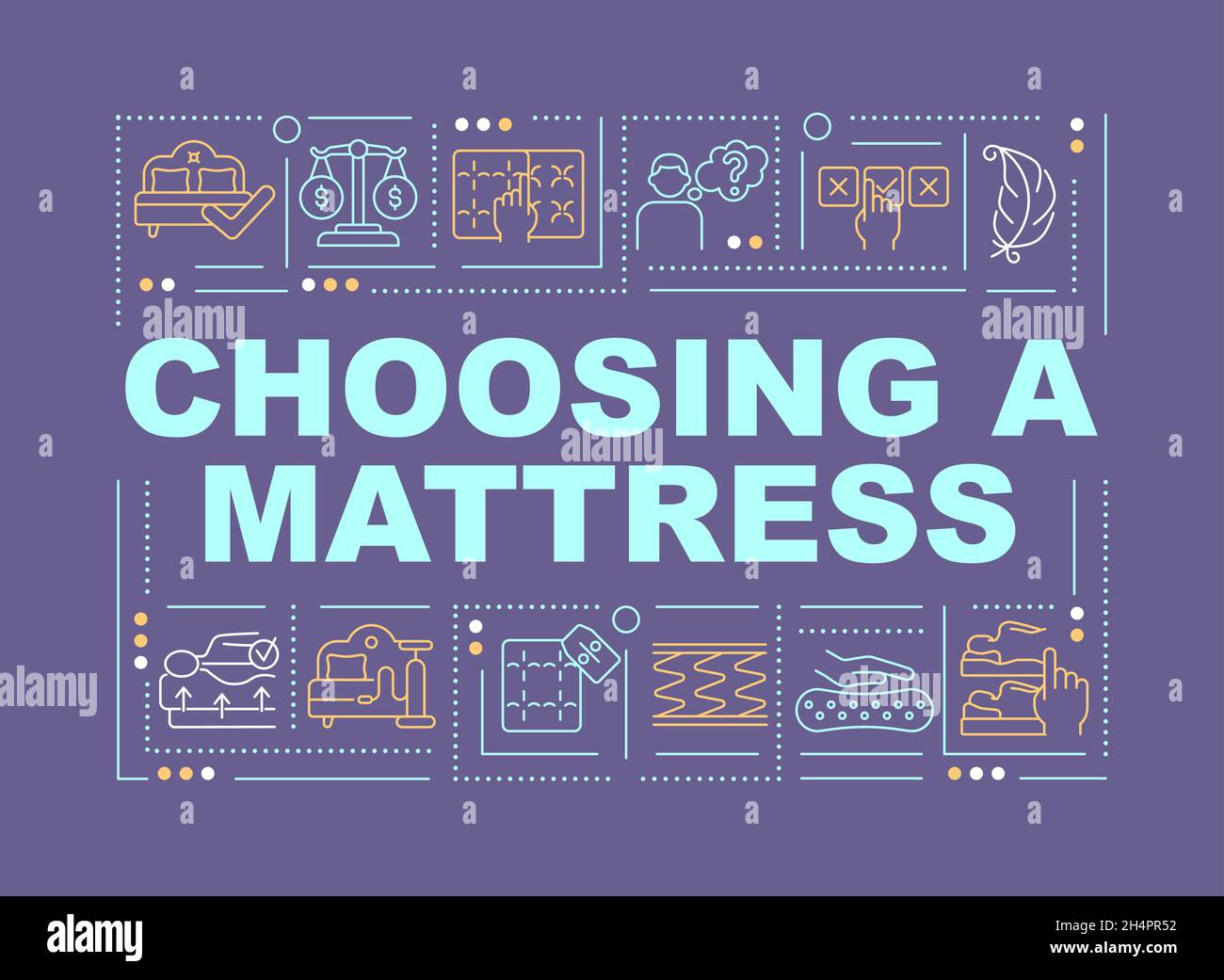 Selecting mattress word concepts banner Stock Vector