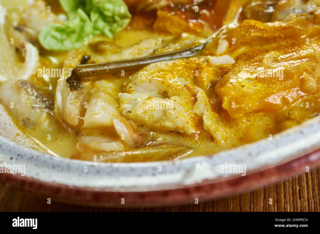 DominicanStyle Coconut Cod Stew, northern Dominican recipe Stock Photo