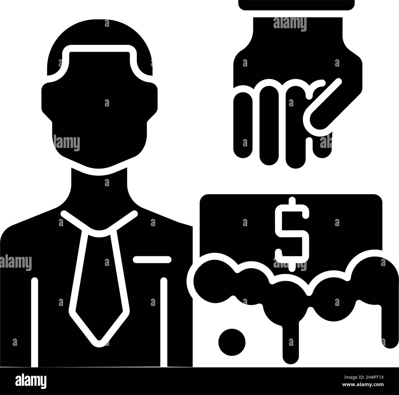 Anti-money laundering auditor black glyph icon Stock Vector