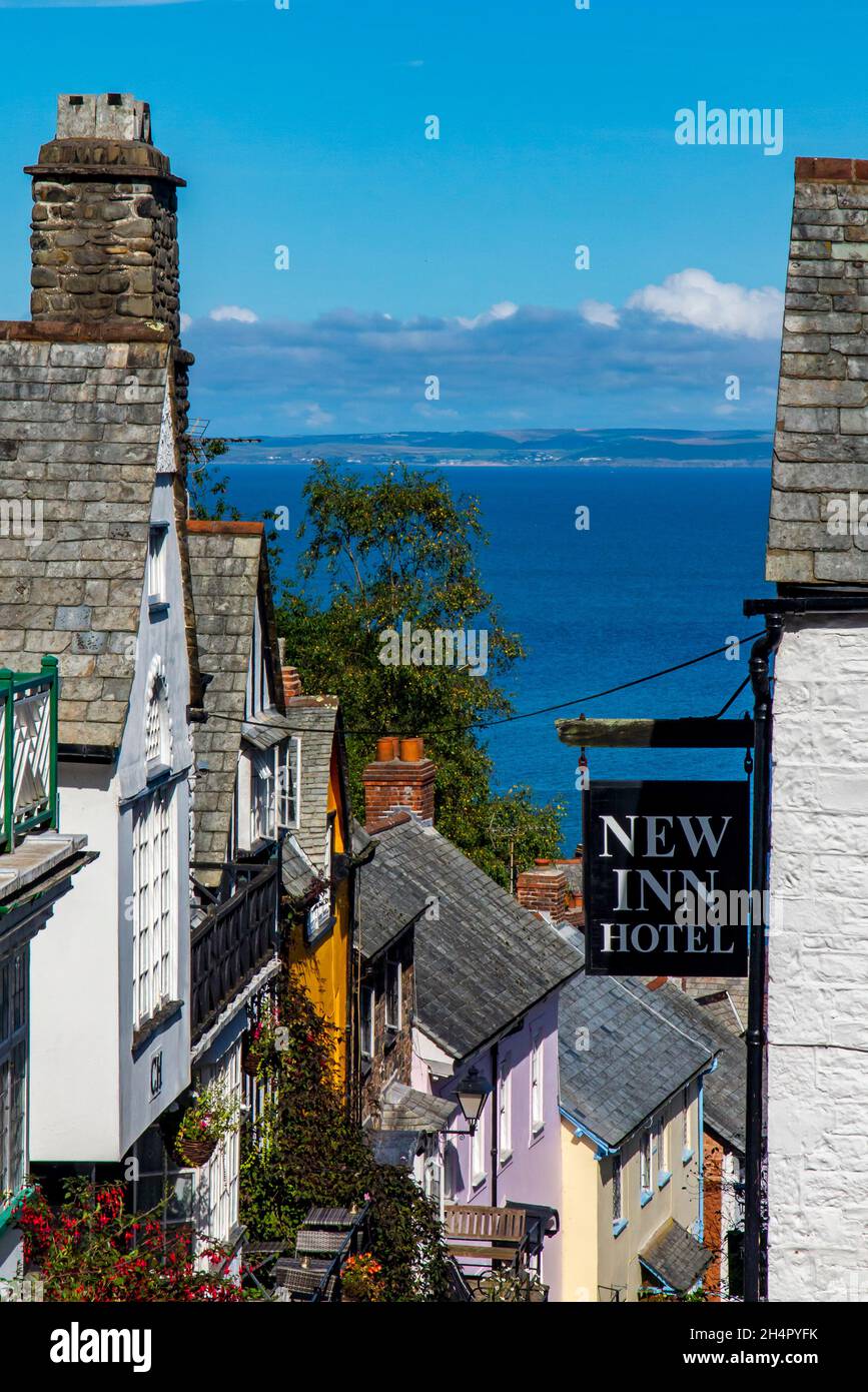 View of houses in Clovelly a harbour village overlooking Bideford Bay