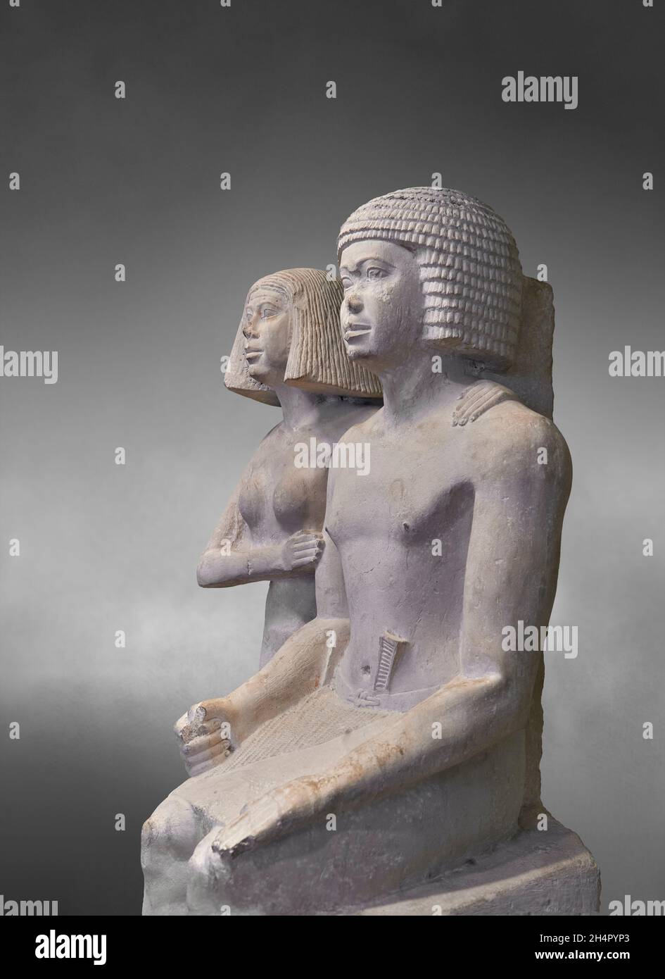 Ancient Egyptian statue of a couple seated, 2453-2420 BC, 5th dynasty ...