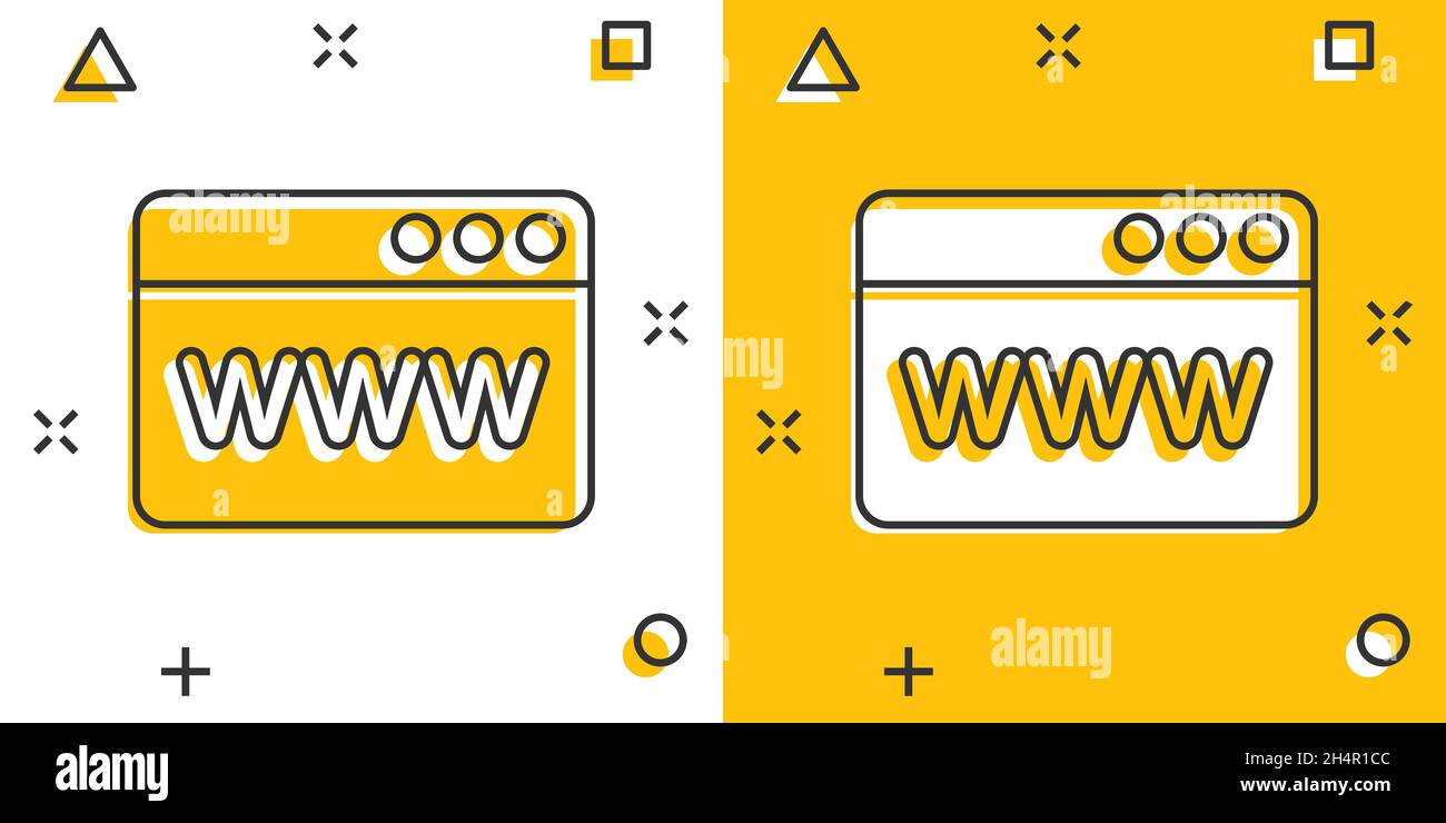 Website domain icon in comic style. Www internet address cartoon vector ...