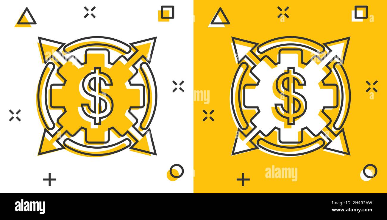 Money revenue icon in comic style. Dollar coin cartoon vector ...