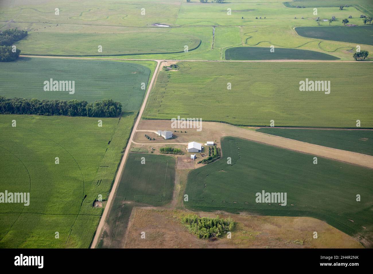 Aerial view of fields full of crops and farm houses in rural South Dakota Stock Photo Alamy