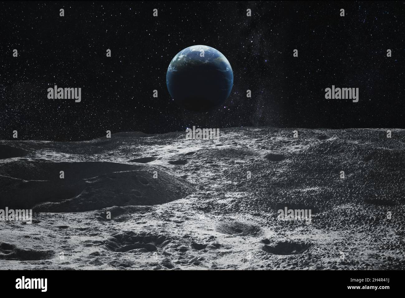 View on Earth from Moon. Elements of this image furnished by NASA. 3D ...