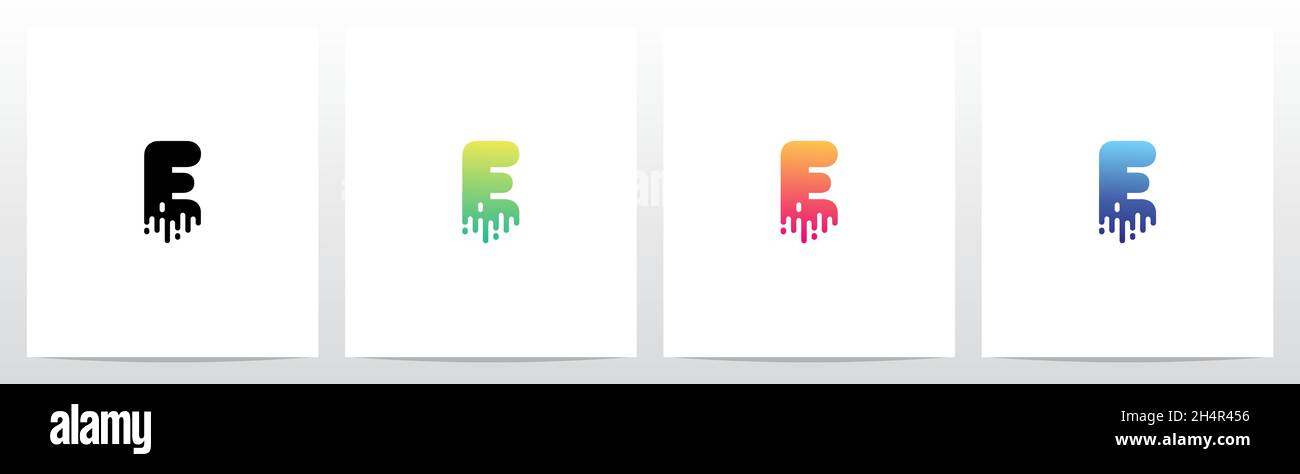Melted Dripping Letter Logo Design E Stock Vector