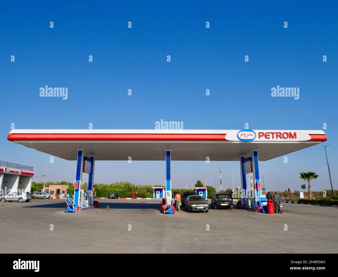 Marrakech, Morocco, 27.10.2021. Close up of Moroccan petrol station