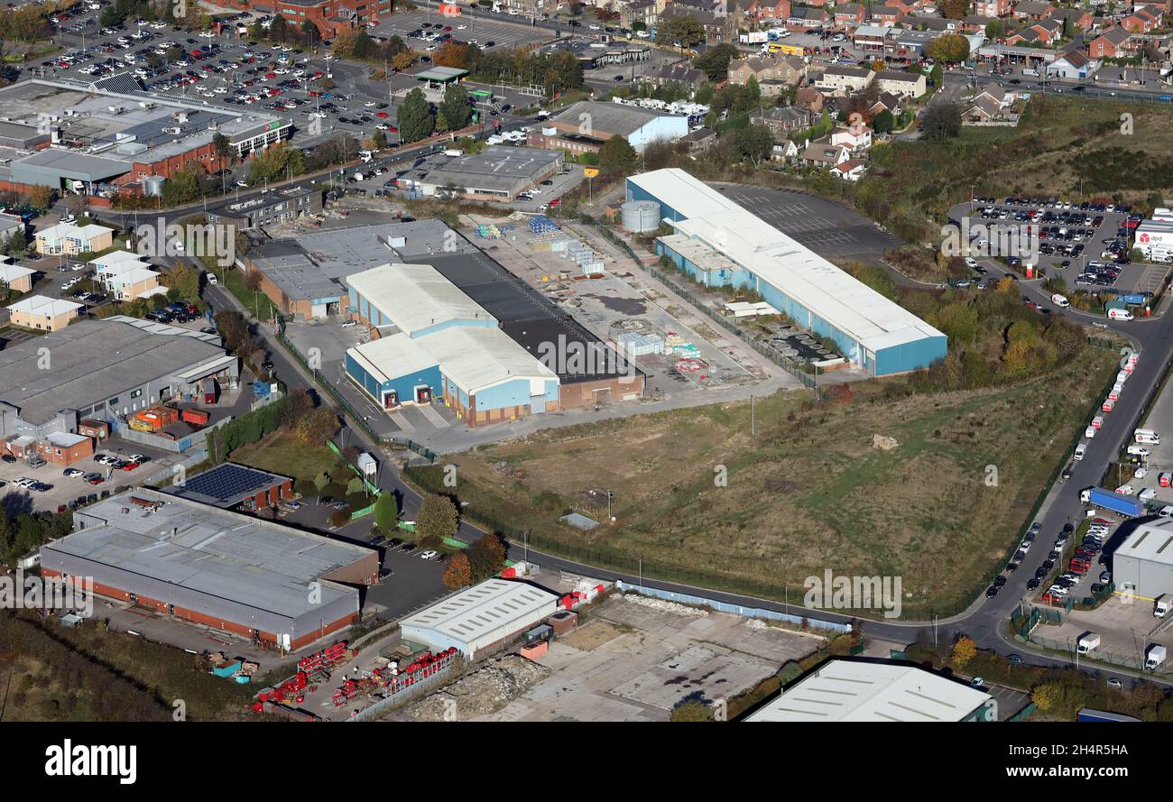 aerial view of derelict factories on Howley Park Road, Morley, Leeds 27 Stock Photo