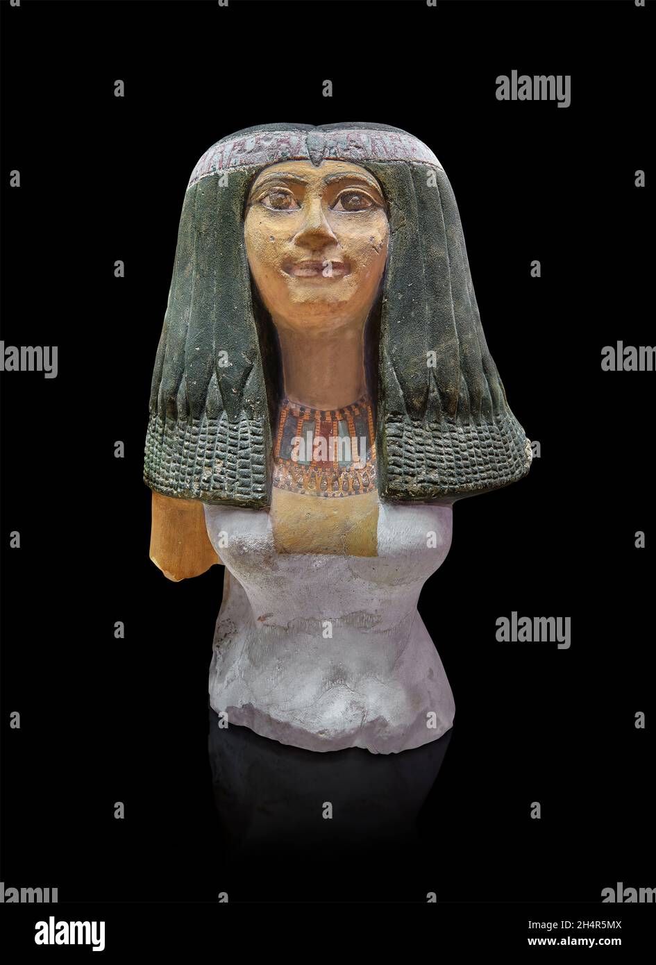 Egyptian statue sculpture fragment of a Nenounhermenetes, 1427-1401 BC, 18th Dynasty, Thebes west. Louvre Museum E 27161. From a statue of a couple. T Stock Photo