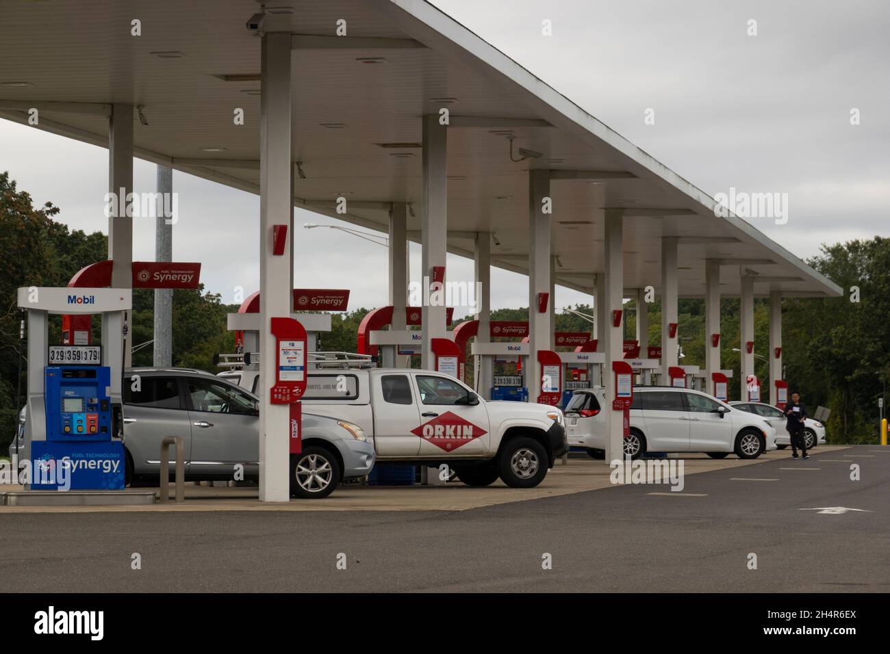 Mobile gas station on interstate 95 service area in Connecticut Stock