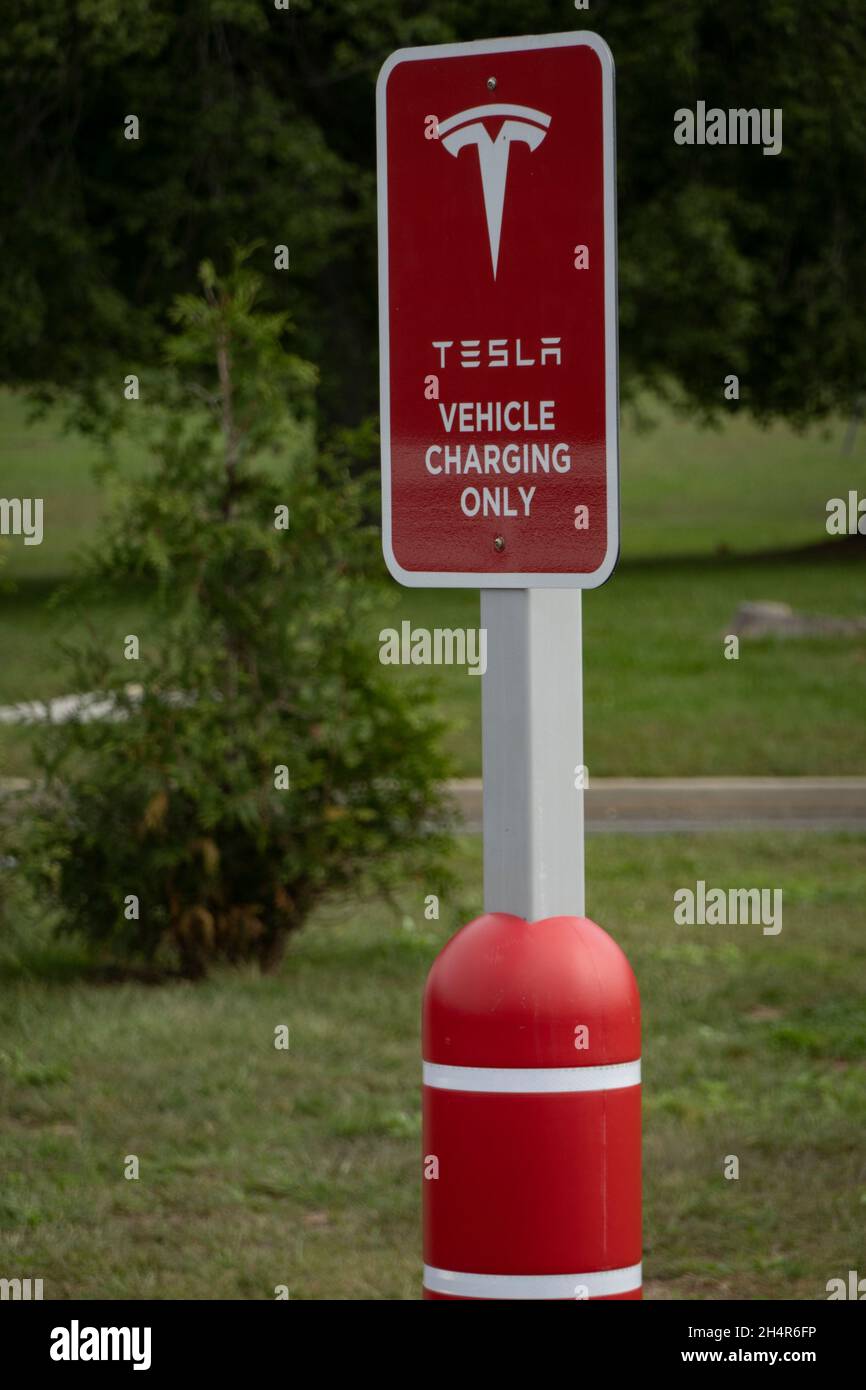 Tesla vehicle charging station only on interstate 95 in Connecticut Stock Photo Alamy