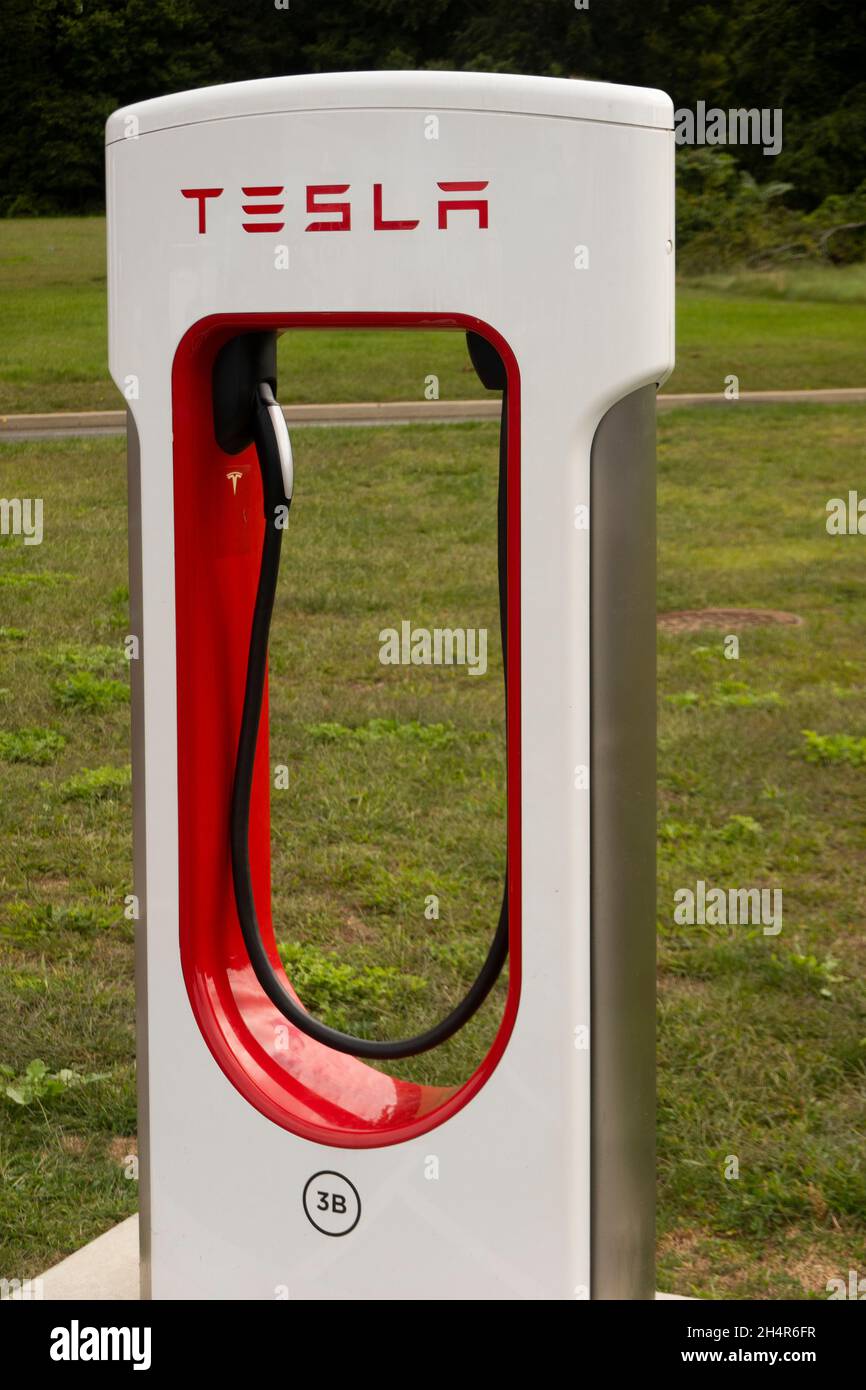 Tesla vehicle charging station only on interstate 95 in Connecticut Stock Photo Alamy